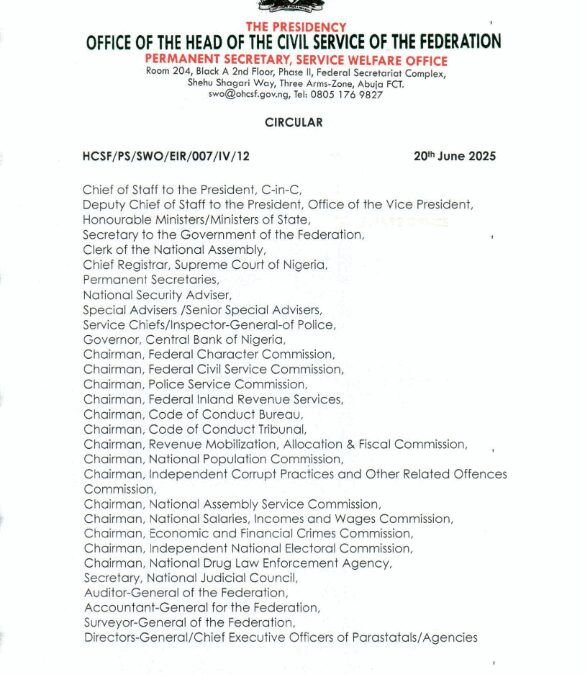 DELAYED RESUMPTION OF OFFICIAL DUTIES ON THURSDAY, 26TH JUNE, 2025 | 20TH JUNE 2025 | PATIENCE OYEKUNLE