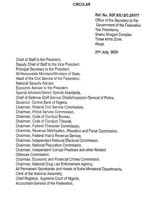 RE: GAZETTE AND PRINTING OF OFFICIAL AND CONFIDENTIAL DOCUMENTS BY THE FEDERAL GOVERNMENT PRESS (FGP) ABUJA | 21ST JULY 2025 | GEORGE AKUME