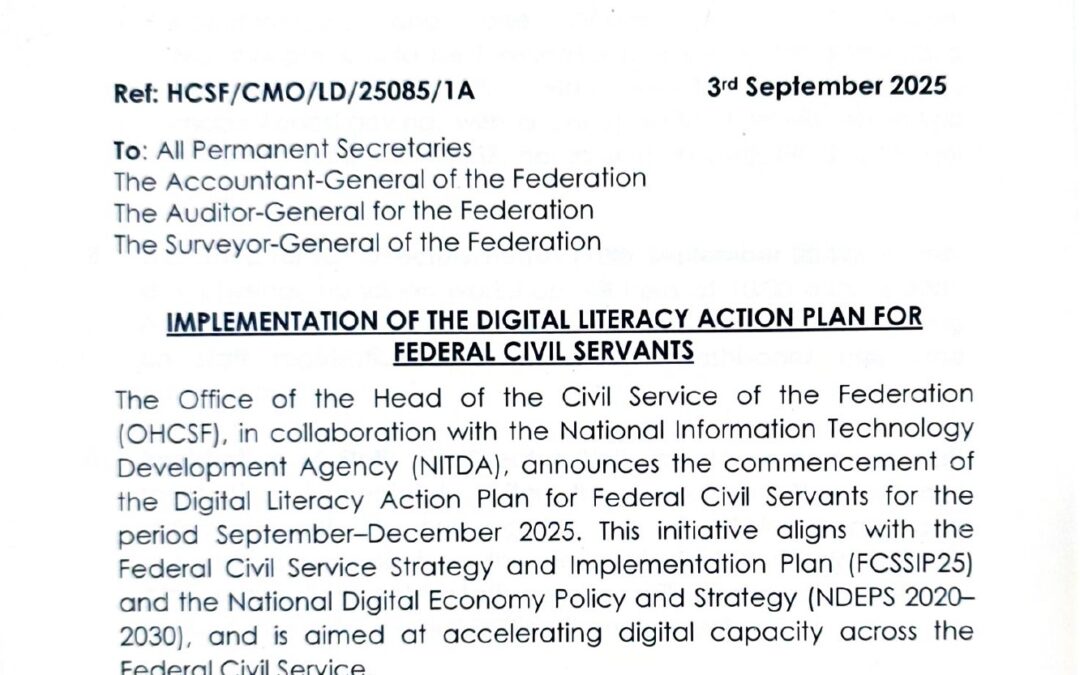 IMPLEMENTATION OF DIGITAL LITERACY ACTION PLAN FOR FED CIVIL SERVANTS | 3RD SEPTEMBER 2025 | FATIMA SUGRA T. MAHMOOD