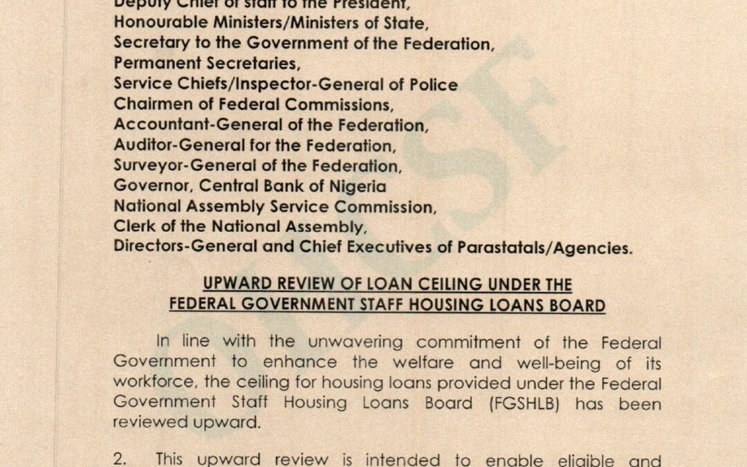 UPWARD REVIEW OF LOAN CEILING UNDER THE FEDERAL GOVERNMENT STAFF HOUSING LOANS BOARD | DIDI ESTHER WALSON-JACK | 24TH OCTOBER 2025